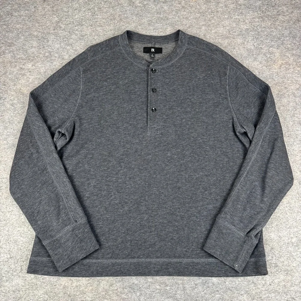 Banana Republic Slub Double Knit Henley Shirt Gray Green Lot Of 2 Mens Large L